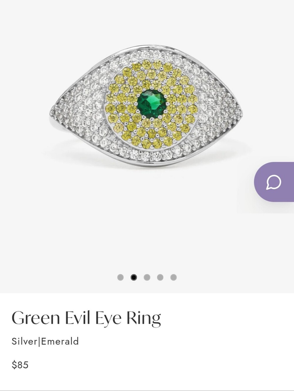 NEW Melinda Maria Green Evil Eye Ring - Silver